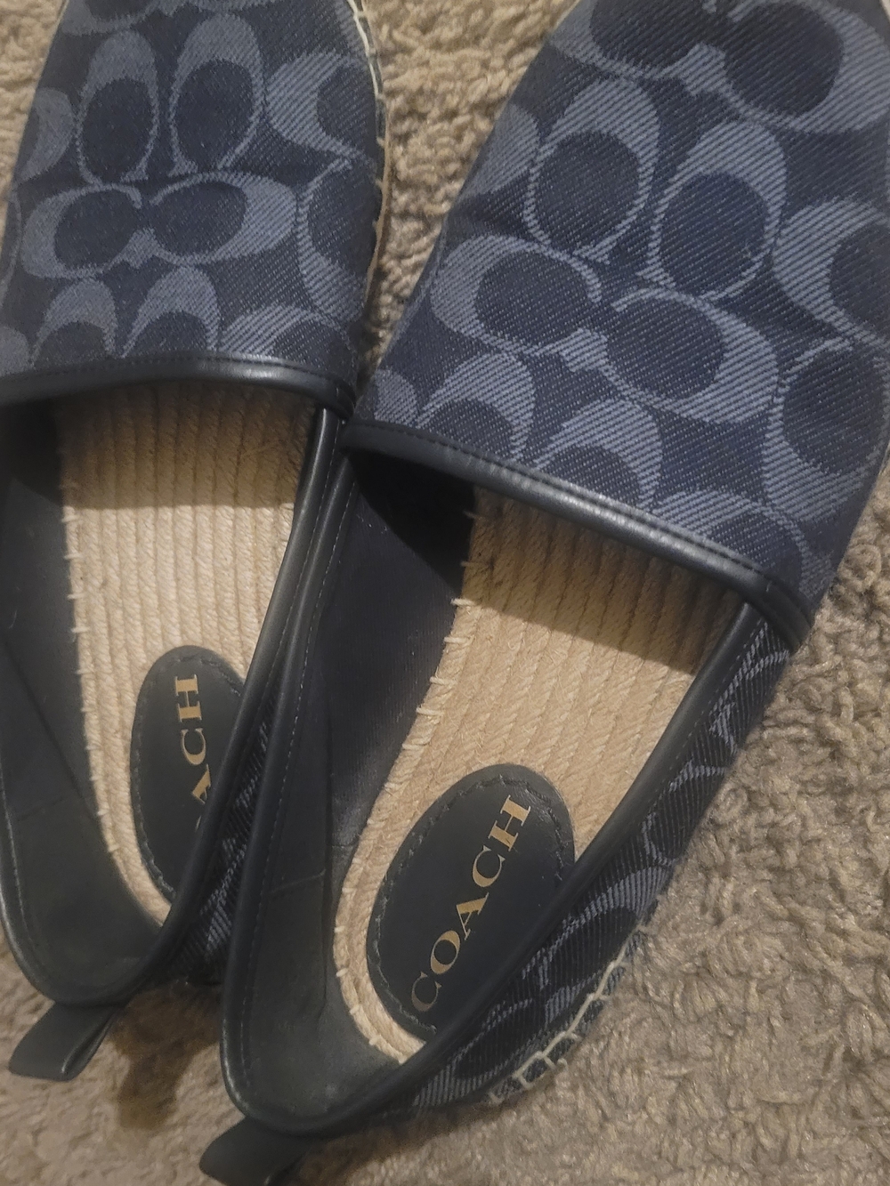 Coach Navy and Tan Signature Espadrilles